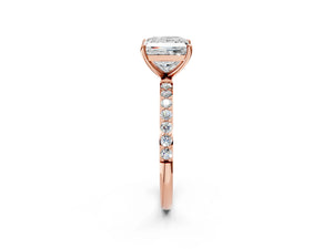 Rose gold Princess Cut Diamond Pavé Band Solitaire Ring with Four-Prong Setting_92