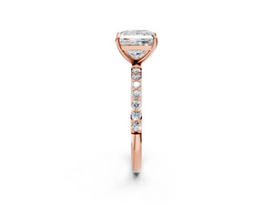 Rose gold Princess Cut Diamond Pavé Band Solitaire Ring with Four-Prong Setting_98