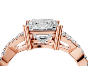 Rose gold Princess Solitaire Twist Band with Pavé Setting and Four-Prong Setting_40