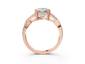 Rose gold Princess Solitaire Twist Band with Pavé Setting and Four-Prong Setting_51