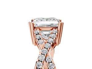 Rose gold Princess Solitaire Twist Band with Pavé Setting and Four-Prong Setting_53