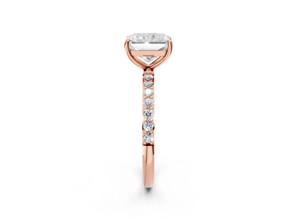 Rose gold Radiant Cut Diamond Pavé Band Solitaire Ring with Four-Prong Setting_104