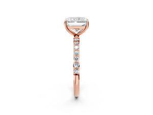 Rose gold Radiant Cut Diamond Pavé Band Solitaire Ring with Four-Prong Setting_116