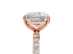 Rose gold Radiant Cut Diamond Pavé Band Solitaire Ring with Four-Prong Setting_125