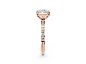 Rose gold Radiant Cut Diamond Pavé Band Solitaire Ring with Four-Prong Setting_128