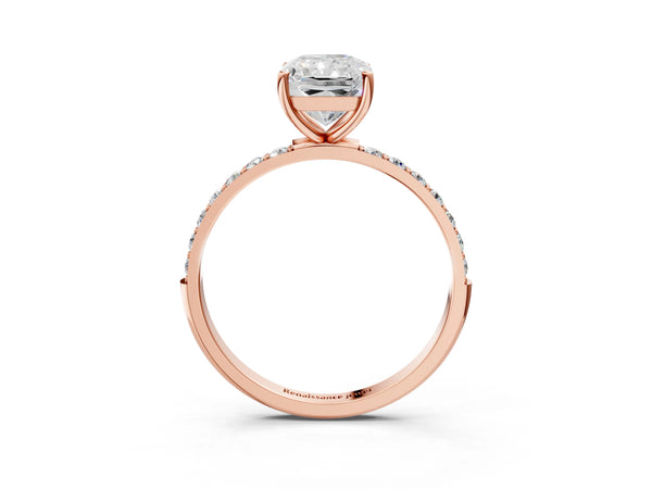 Rose gold Radiant Cut Diamond Pavé Band Solitaire Ring with Four-Prong Setting_129