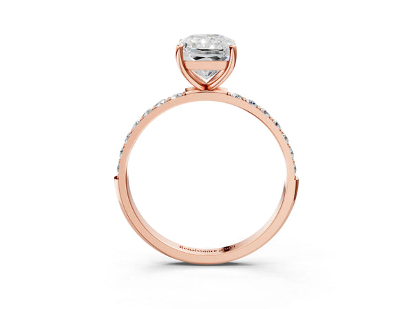 Rose gold Radiant Cut Diamond Pavé Band Solitaire Ring with Four-Prong Setting_15