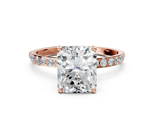 Rose gold Radiant Cut Diamond Pavé Band Solitaire Ring with Four-Prong Setting_18