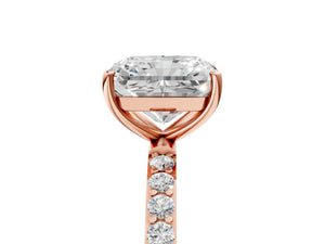 Rose gold Radiant Cut Diamond Pavé Band Solitaire Ring with Four-Prong Setting_23