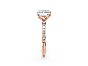 Rose gold Radiant Cut Diamond Pavé Band Solitaire Ring with Four-Prong Setting_26
