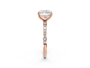 Rose gold Radiant Cut Diamond Pavé Band Solitaire Ring with Four-Prong Setting_2