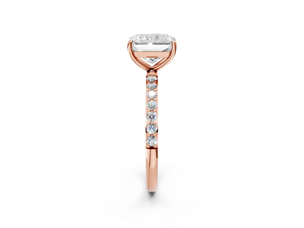 Rose gold Radiant Cut Diamond Pavé Band Solitaire Ring with Four-Prong Setting_32