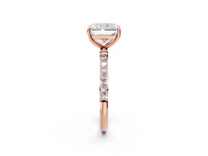 Rose gold Radiant Cut Diamond Pavé Band Solitaire Ring with Four-Prong Setting_38