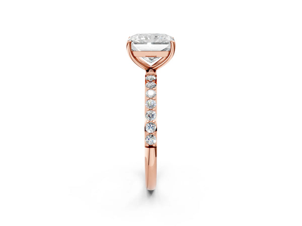Rose gold Radiant Cut Diamond Pavé Band Solitaire Ring with Four-Prong Setting_38