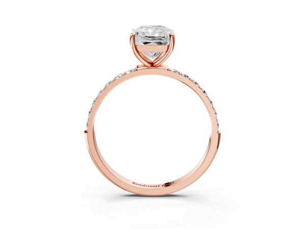 Rose gold Radiant Cut Diamond Pavé Band Solitaire Ring with Four-Prong Setting_3