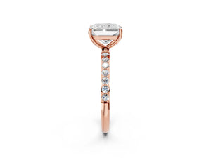 Rose gold Radiant Cut Diamond Pavé Band Solitaire Ring with Four-Prong Setting_50