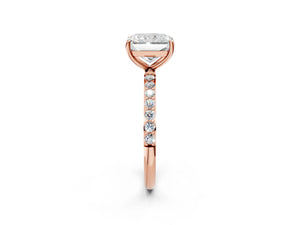 Rose gold Radiant Cut Diamond Pavé Band Solitaire Ring with Four-Prong Setting_68