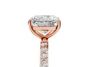 Rose gold Radiant Cut Diamond Pavé Band Solitaire Ring with Four-Prong Setting_71