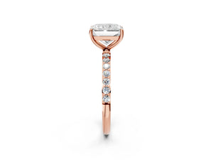 Rose gold Radiant Cut Diamond Pavé Band Solitaire Ring with Four-Prong Setting_74