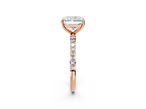 Rose gold Radiant Cut Diamond Pavé Band Solitaire Ring with Four-Prong Setting_80