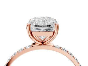 Rose gold Radiant Cut Diamond Pavé Band Solitaire Ring with Four-Prong Setting_82