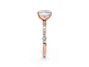 Rose gold Radiant Cut Diamond Pavé Band Solitaire Ring with Four-Prong Setting_86