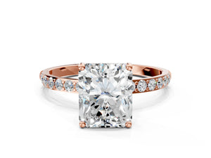 Rose gold Radiant Cut Diamond Pavé Band Solitaire Ring with Four-Prong Setting_90