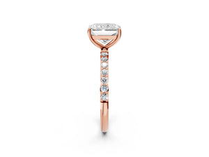 Rose gold Radiant Cut Diamond Pavé Band Solitaire Ring with Four-Prong Setting_92