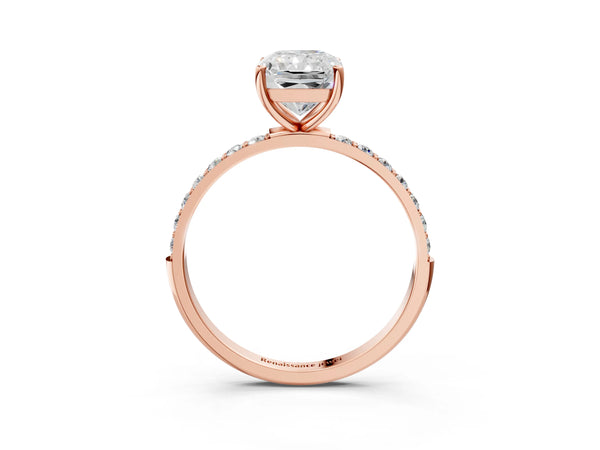 Rose gold Radiant Cut Diamond Pavé Band Solitaire Ring with Four-Prong Setting_93