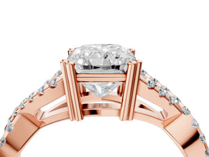 Rose gold Radiant Solitaire Twist Band with Pavé Setting and Four-Prong Setting_28
