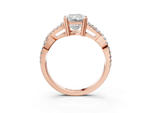 Rose gold Radiant Solitaire Twist Band with Pavé Setting and Four-Prong Setting_39