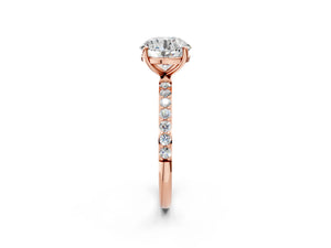 Rose gold Round Cut Diamond Pavé Band Solitaire Ring with Four-Prong Setting_20