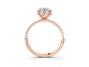 Rose gold Round Cut Diamond Pavé Band Solitaire Ring with Four-Prong Setting_33