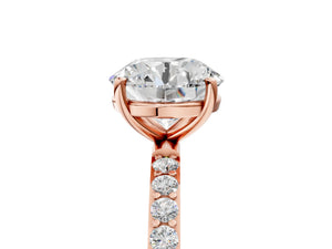 Rose gold Round Cut Diamond Pavé Band Solitaire Ring with Four-Prong Setting_41