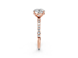 Rose gold Round Cut Diamond Pavé Band Solitaire Ring with Four-Prong Setting_50