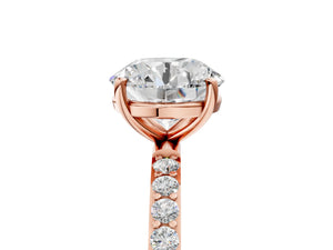 Rose gold Round Cut Diamond Pavé Band Solitaire Ring with Four-Prong Setting_59