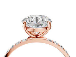 Rose gold Round Cut Diamond Pavé Band Solitaire Ring with Four-Prong Setting_70