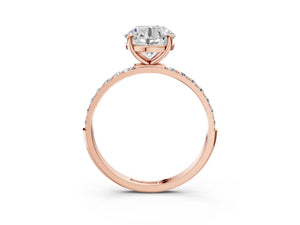 Rose gold Round Cut Diamond Pavé Band Solitaire Ring with Four-Prong Setting_75