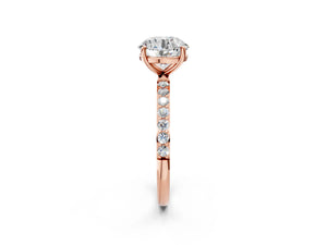 Rose gold Round Cut Diamond Pavé Band Solitaire Ring with Four-Prong Setting_80