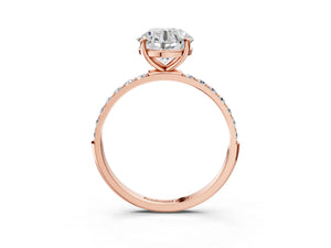 Rose gold Round Cut Diamond Pavé Band Solitaire Ring with Four-Prong Setting_81