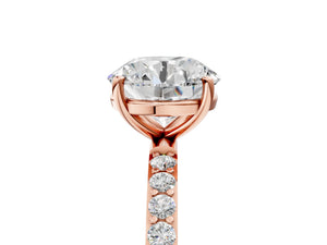 Rose gold Round Cut Diamond Pavé Band Solitaire Ring with Four-Prong Setting_83