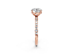Rose gold Round Cut Diamond Pavé Band Solitaire Ring with Four-Prong Setting_86