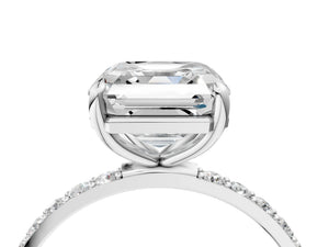 White gold Asscher Cut Diamond Pavé Band Solitaire Ring with Four-Prong Setting_118