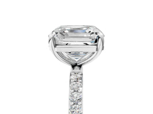 White gold Asscher Cut Diamond Pavé Band Solitaire Ring with Four-Prong Setting_119