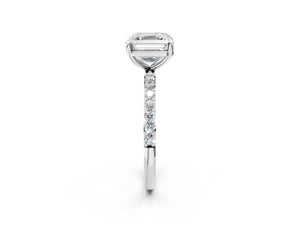 White gold Asscher Cut Diamond Pavé Band Solitaire Ring with Four-Prong Setting_20