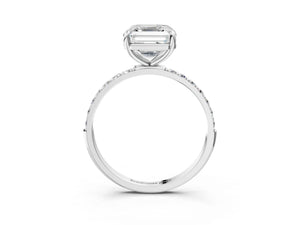 White gold Asscher Cut Diamond Pavé Band Solitaire Ring with Four-Prong Setting_45