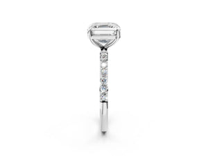 White gold Asscher Cut Diamond Pavé Band Solitaire Ring with Four-Prong Setting_56