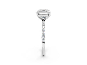 White gold Asscher Cut Diamond Pavé Band Solitaire Ring with Four-Prong Setting_62