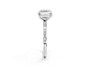 White gold Asscher Cut Diamond Pavé Band Solitaire Ring with Four-Prong Setting_68