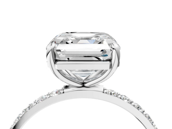 White gold Asscher Cut Diamond Pavé Band Solitaire Ring with Four-Prong Setting_70